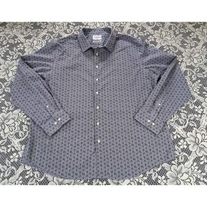 Good Fellow Shirt Size XXL Blue Floral Standard Fit Cotton Blend Long Sleeve